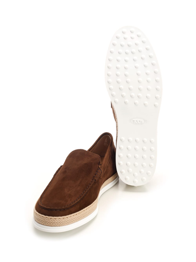 Shop Tod's Loafer In Soft Suede In Brown