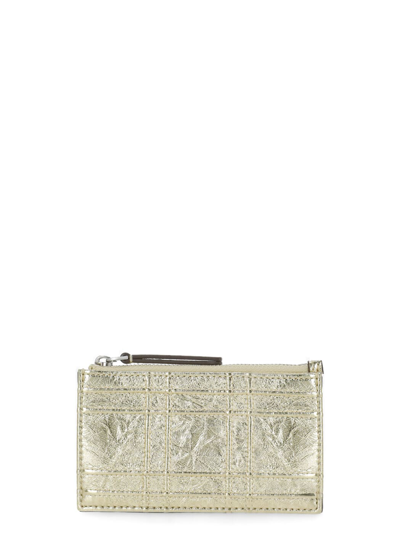 Shop Tory Burch Metallic Leather Card Holder In Golden