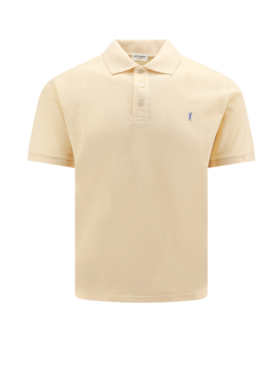 Shop Saint Laurent Polo Shirt In Beige