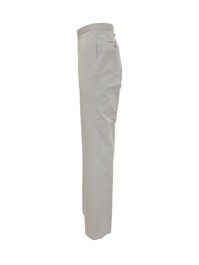 Shop Thom Browne Seersucker Trousers In Lt Grey