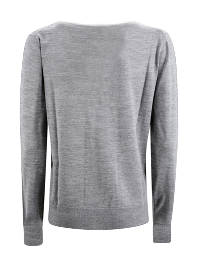 Shop P.a.r.o.s.h V-neck Fine-knit Jumper In Grigio