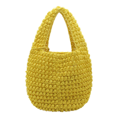 Shop Jw Anderson Logo Charm Popcorn Large Basket Bag In Yellow
