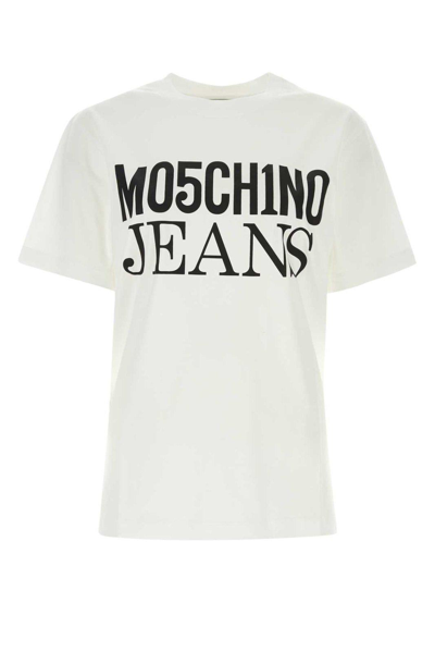 Shop M05ch1n0 Jeans Logo-printed Crewneck T-shirt In White