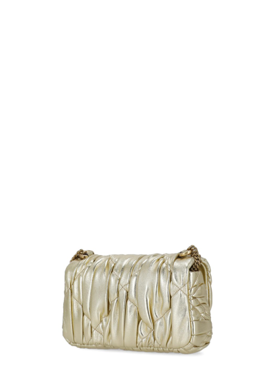 Shop Tory Burch Kira Metallic Diamond Shoulder Bag In Golden