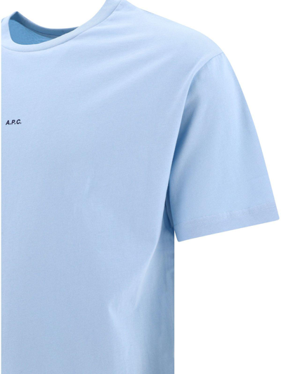 Shop Apc Logo Printed Crewneck T-shirt In Gnawed Blue