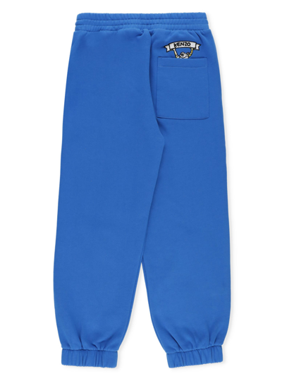 Shop Kenzo Cotton Logoed Pants In Blue