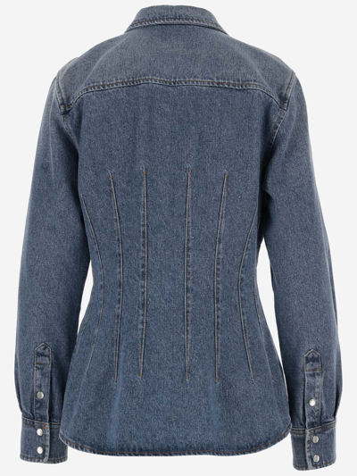 Shop Chloé Cotton Blend Denim Shirt In Foggy Blue