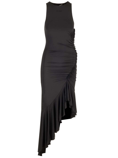 Shop Rotate Birger Christensen Sleeveless Asymmetric Midi Dress In Black