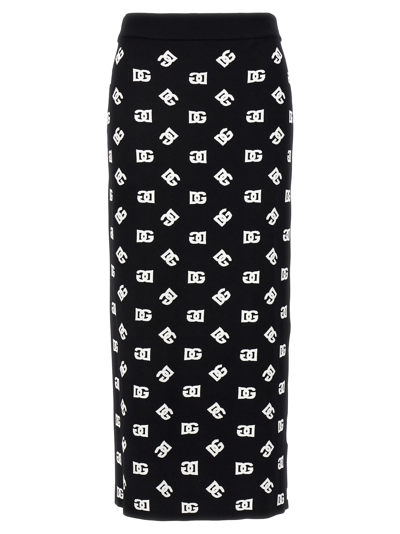 Shop Dolce & Gabbana Dg Skirt In White/black