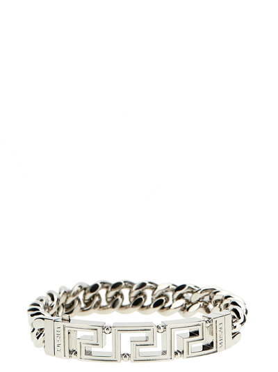 Shop Versace Greca Bracelet In Silver