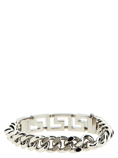 Shop Versace Greca Bracelet In Silver