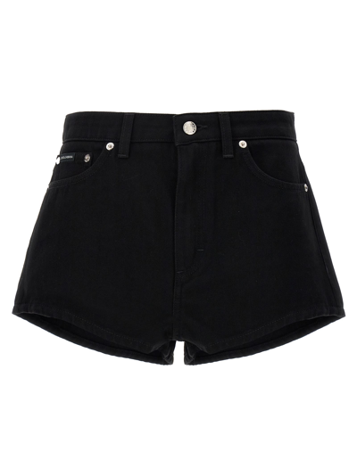 Shop Dolce & Gabbana Denim Shorts In Black