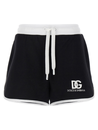Shop Dolce & Gabbana Logo Shorts In White/black