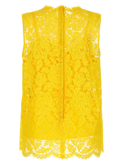 Shop Dolce & Gabbana Lace Top In Yellow