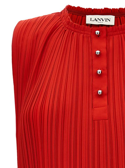 Shop Lanvin Pleated Top In Red
