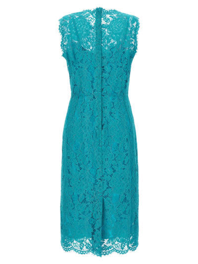 Shop Dolce & Gabbana Lace Dress In Light Blue