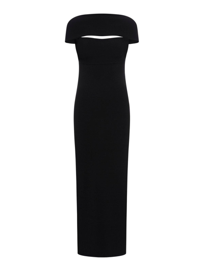 Shop Totême Boat-neck Knitted Maxi Dress In Black 001