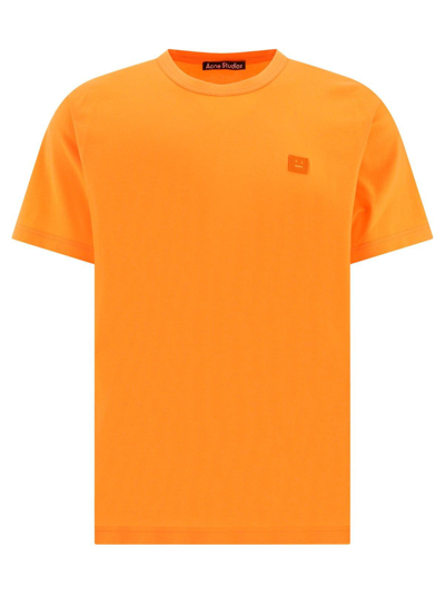 Shop Acne Studios Face Logo Patch Crewneck T-shirt In Ac1 Mandarin Orange