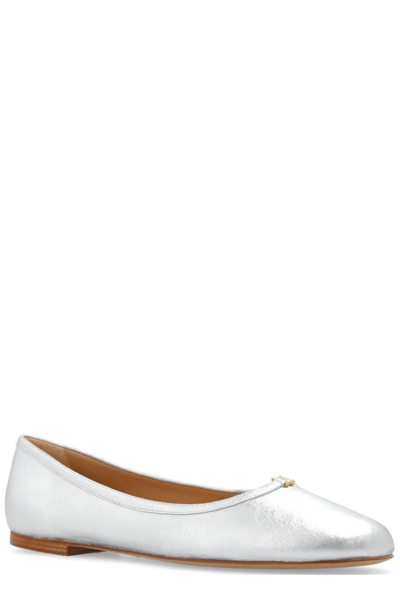 Chloé Marcie Metallic Leather Ballerina Flats In Silver
