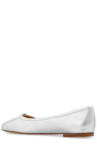 Chloé Marcie Metallic Leather Ballerina Flats In Silver