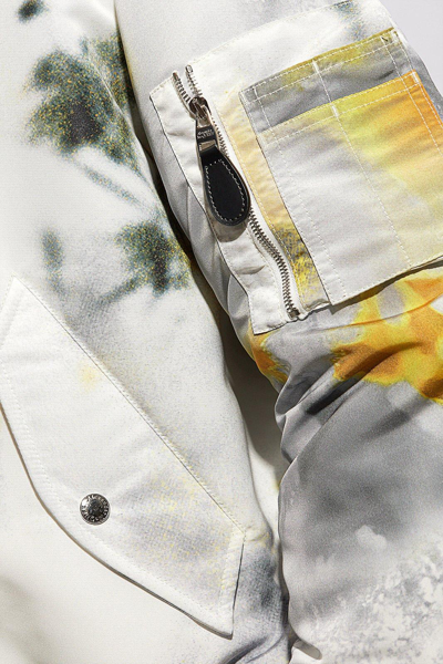 Shop Alexander Mcqueen Obscured Flower Zipped Padded Bomber Jacket In White