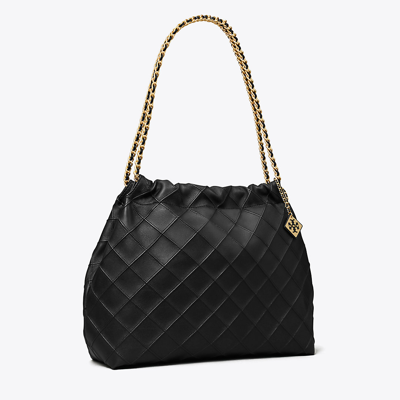 Shop Tory Burch Fleming Soft Drawstring Bag In Black
