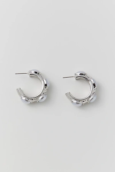 Shop Urban Outfitters Statement Pearl Hoop Earring In Silver, Women's At