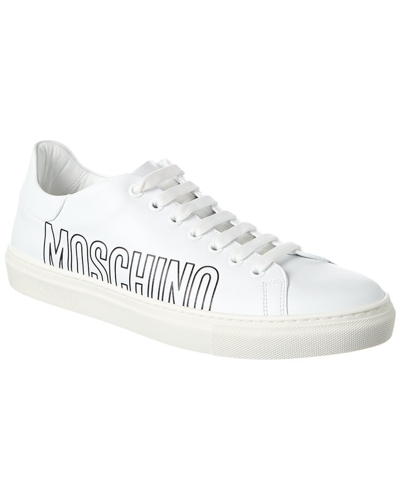 Shop Moschino Leather Sneaker In White