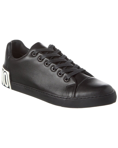 Shop Moschino Leather Sneaker In Black
