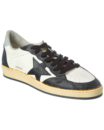 Golden Goose Ball Star Distressed Leather And Shell Sneakers In White
