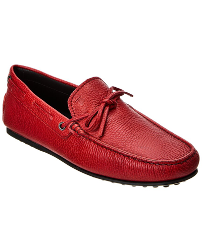 Shop Tod's City Gommino Leather Loafer In Red