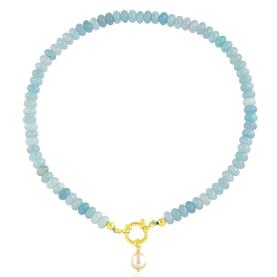 Shop Arvino Aquamarine Beaded Necklace In Gold