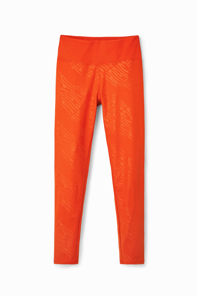 Shop Desigual Logo Print Leggings In Orange