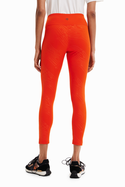 Shop Desigual Logo Print Leggings In Orange