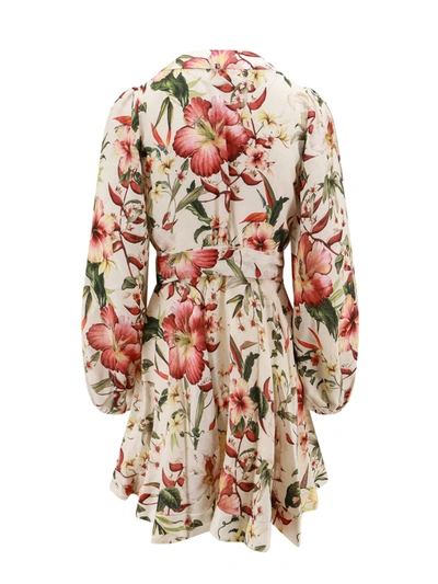Shop Zimmermann Linen Dress With Floral Print
