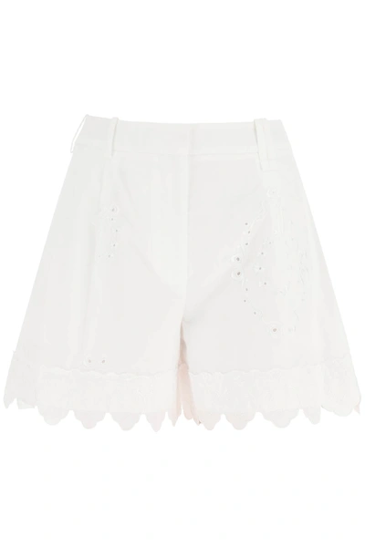 Shop Simone Rocha Embroidered Cotton Shorts