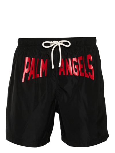 Shop Palm Angels Black Pa City Swim Shorts In 1025