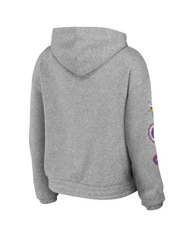 Wear By Erin Andrews Heather Gray Minnesota Vikings Full-zip Hoodie In Heather Gray
