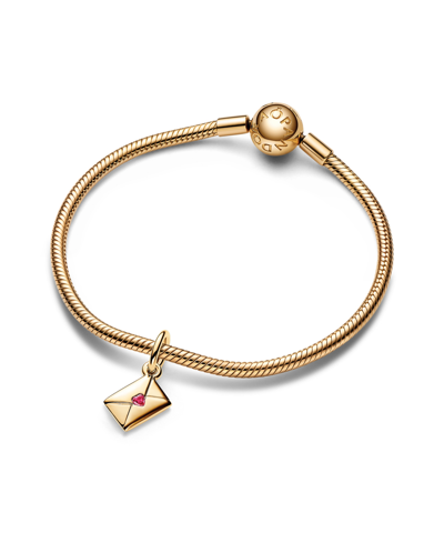 Pandora 14k Gold-plated Love Envelope Dangle With Red Charm In Red