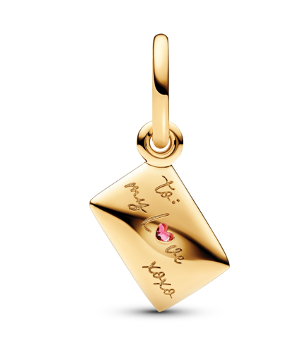 Pandora 14k Gold-plated Love Envelope Dangle With Red Charm In Red