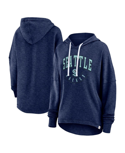 Fanatics Branded Heather Deep Sea Blue Seattle Kraken Lux Lounge Helmet Arch Pullover Hoodie In Heather Deep Sea Blue