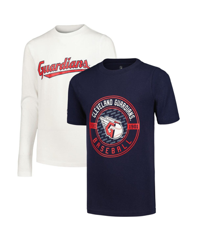Shop Stitches Big Boys  Navy, White Cleveland Guardians T-shirt Combo Set In Navy,white
