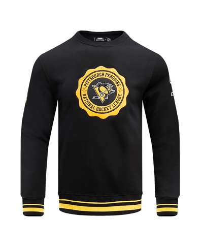 Pro Standard Black Pittsburgh Penguins Crest Emblem Pullover Sweatshirt In Black