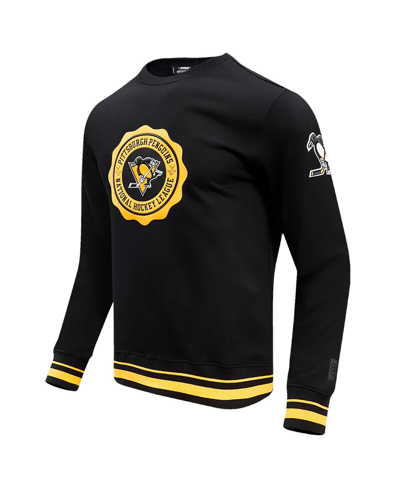 Pro Standard Black Pittsburgh Penguins Crest Emblem Pullover Sweatshirt In Black
