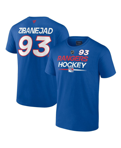 Shop Fanatics Men's  Mika Zibanejad Blue New York Rangers Authentic Pro Prime Name And Number T-shirt