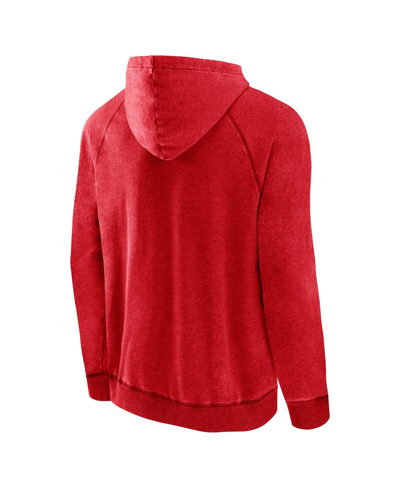 Fanatics Men's  Heather Red Distressed Chicago Bulls Foul Trouble Snow Wash Raglan Pullover Hoodie In Heather Red