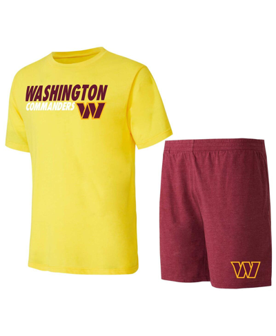 Shop Concepts Sport Men's  Burgundy, Gold Washington Commanders Meter T-shirt And Shorts Sleep Set In Burgundy,gold