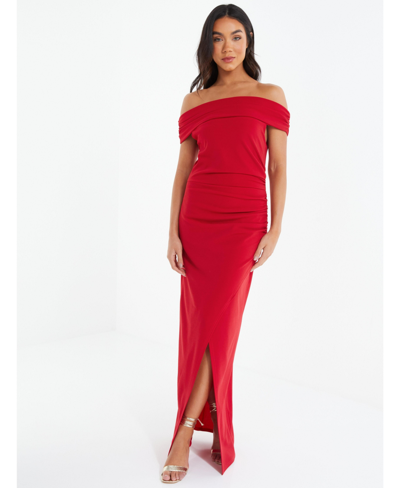 Shop Quiz Women's Bardot Evening Dress In Red