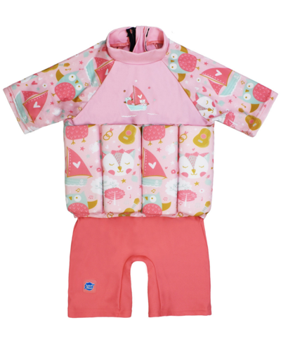 Shop Splash About Toddler Girls Owls Printed Sleeved Floatsuit In Went To Sea