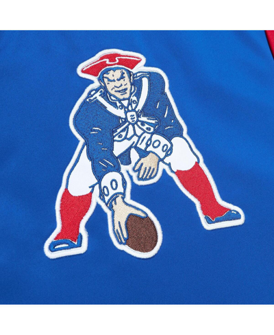Shop Mitchell & Ness Men's  Royal Distressed New England Patriots Big And Tall Satin Full-snap Jacket